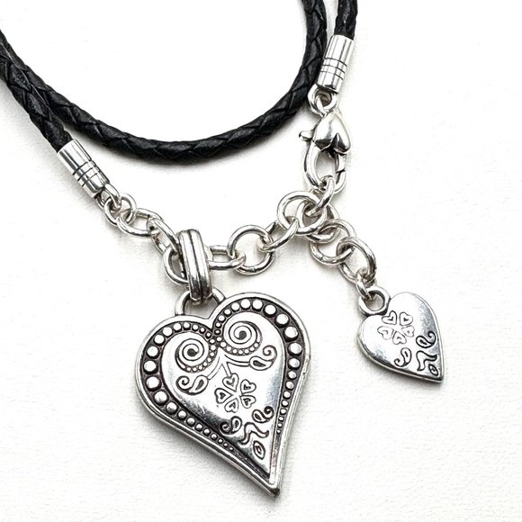 Brighton Jewelry Brighton Black Leather Cord Heart Pendant 6 18